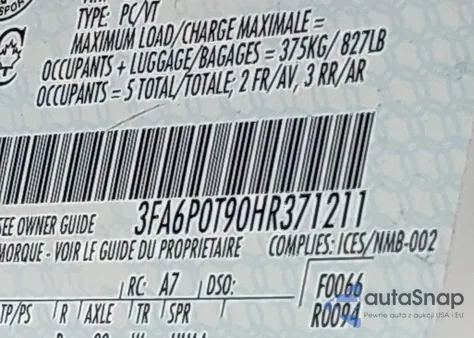 2017 Ford Fusion Se from USA, damaged, VIN 3FA6P0T90HR371211